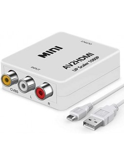 Adaptateur convertisseur RCA vers HDMI vidéo audio AV2HDMI Blanc