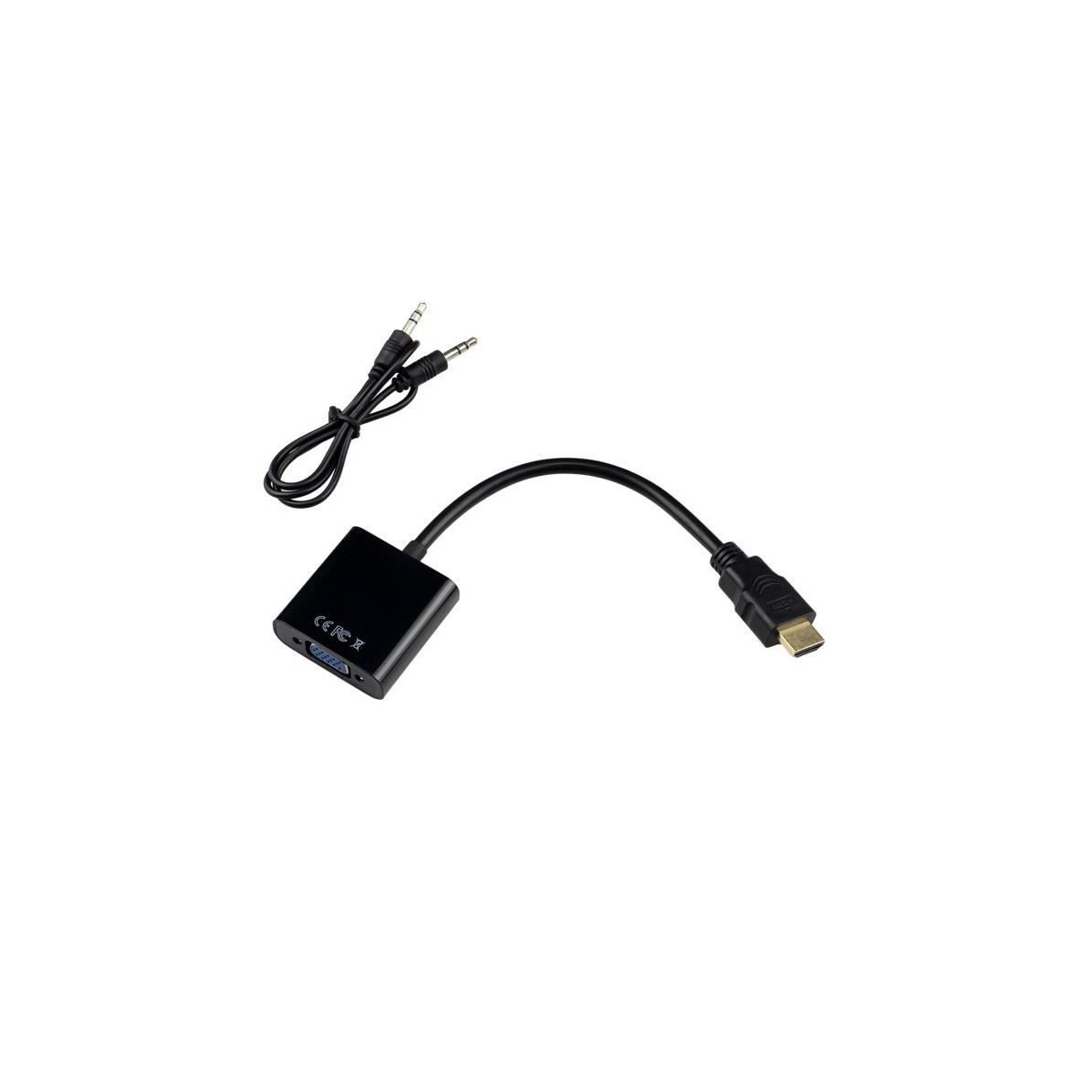 Câble Adaptateur 1080P HDMI mâle vers VGA femelle avec jack 3,5mm et câble audio pour ordinateur, XBOX360 et moniteur (Noir)