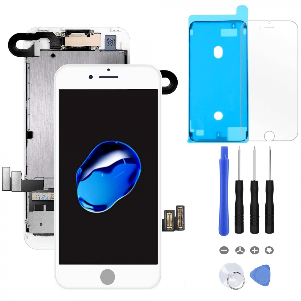 BLOC LCD POUR IPHONE 7 PLUS BLANC TOUT ASSEMBLÉ VITRE TACTILE + ECRAN LCD REMPLACEMENT + OUTILS + VERRE TREMPE + JOINT