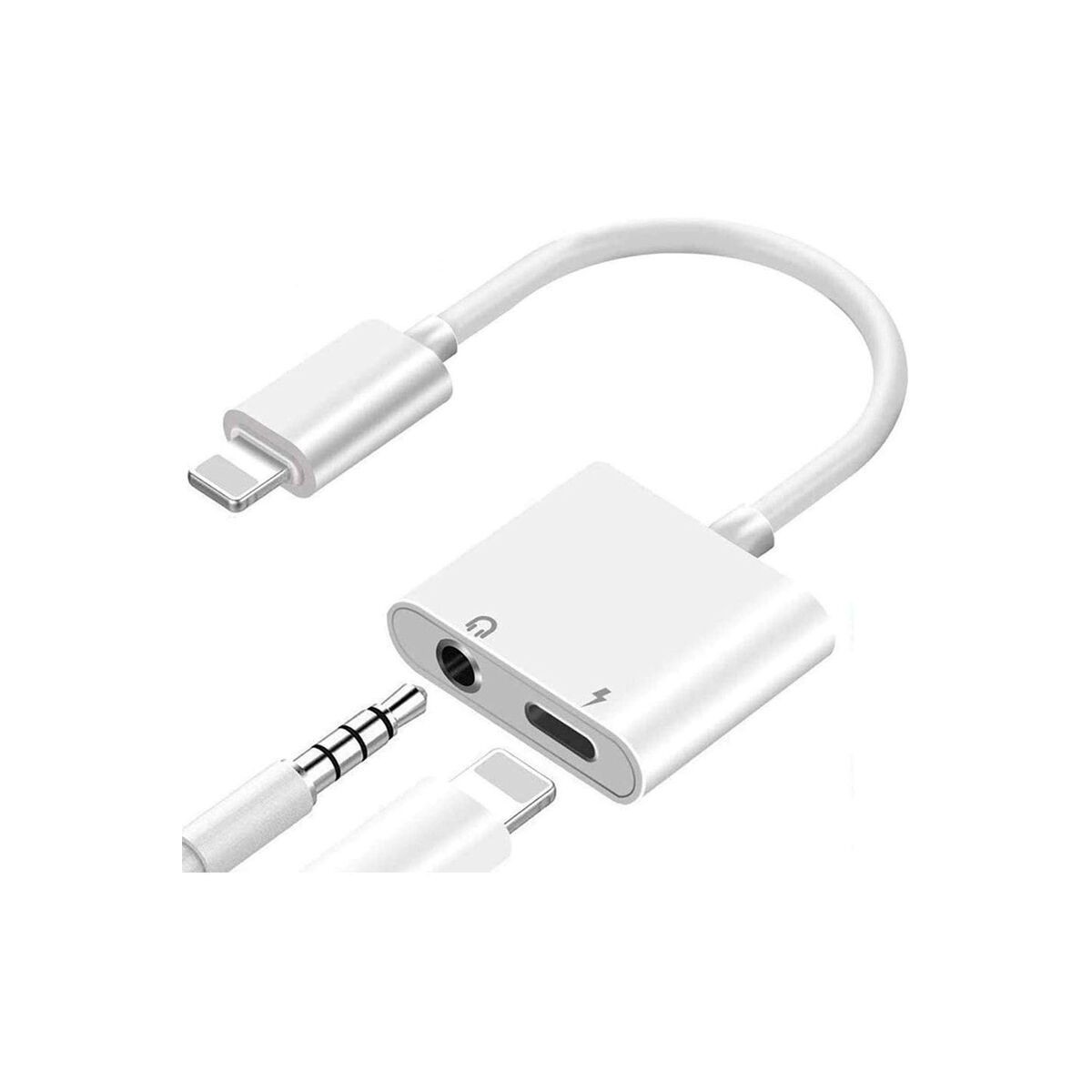 Adaptateur Jack 3.5mm casque audio & Chargeur pour iPhone Blanc