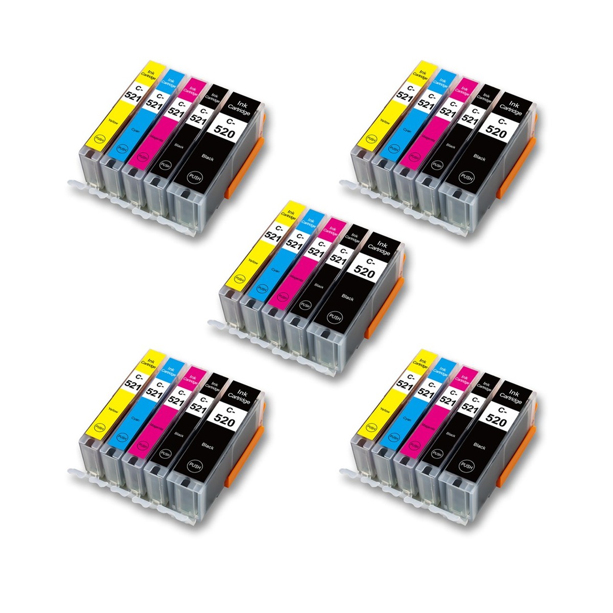 25 Cartouches compatible avec Canon PGI-520 CLI-521