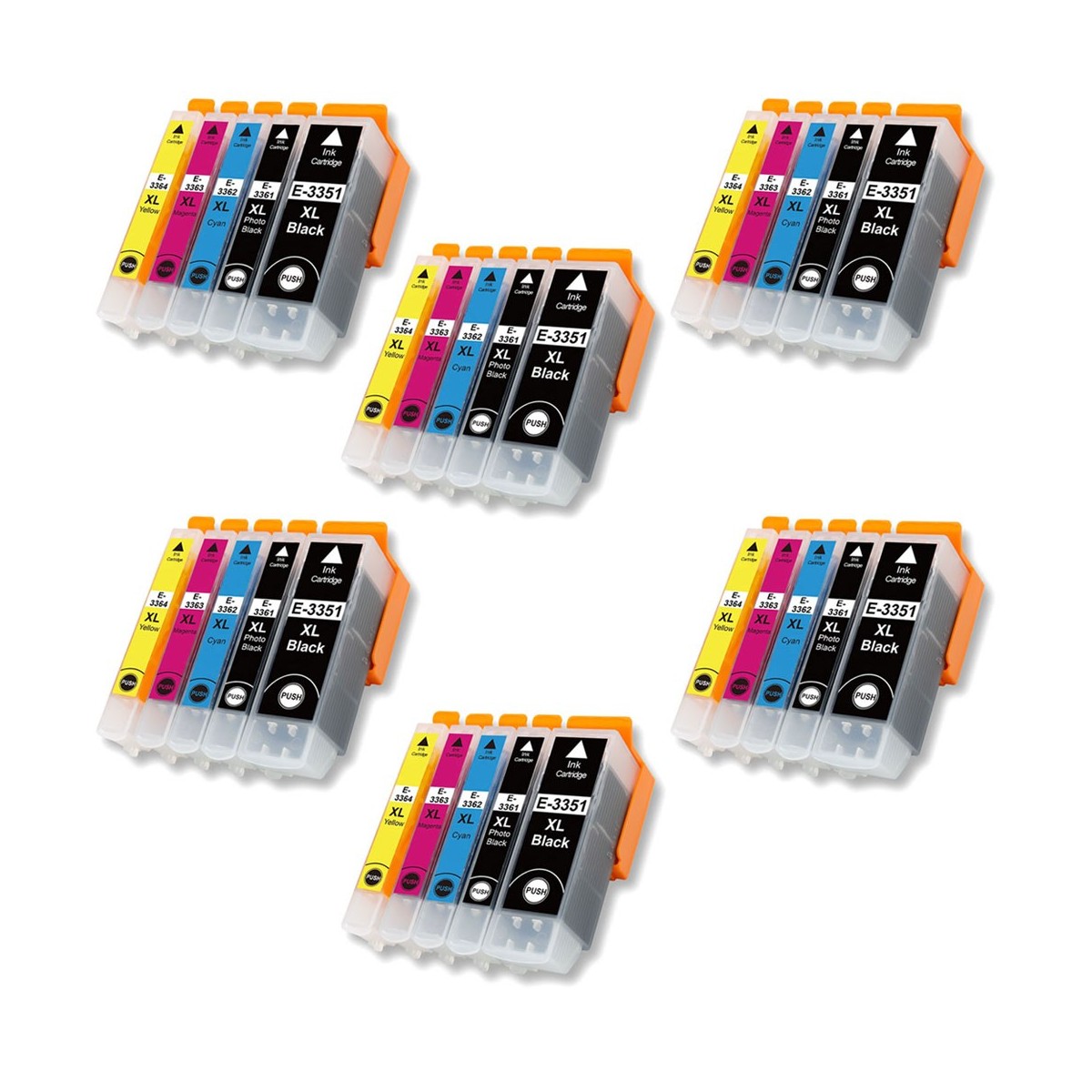 30 Cartouches compatibles avec EPSON T33 XL (Série Orange)