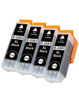 4 Cartouches Noir compatibles avec EPSON T3351 XL (Série Orange)