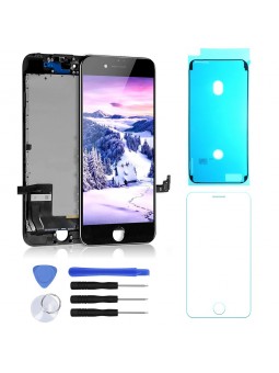 ECRAN LCD POUR IPHONE 7 NOIR + VITRE TACTILE SUR CHASSIS + KIT OUTILS + JOINT + VERRE