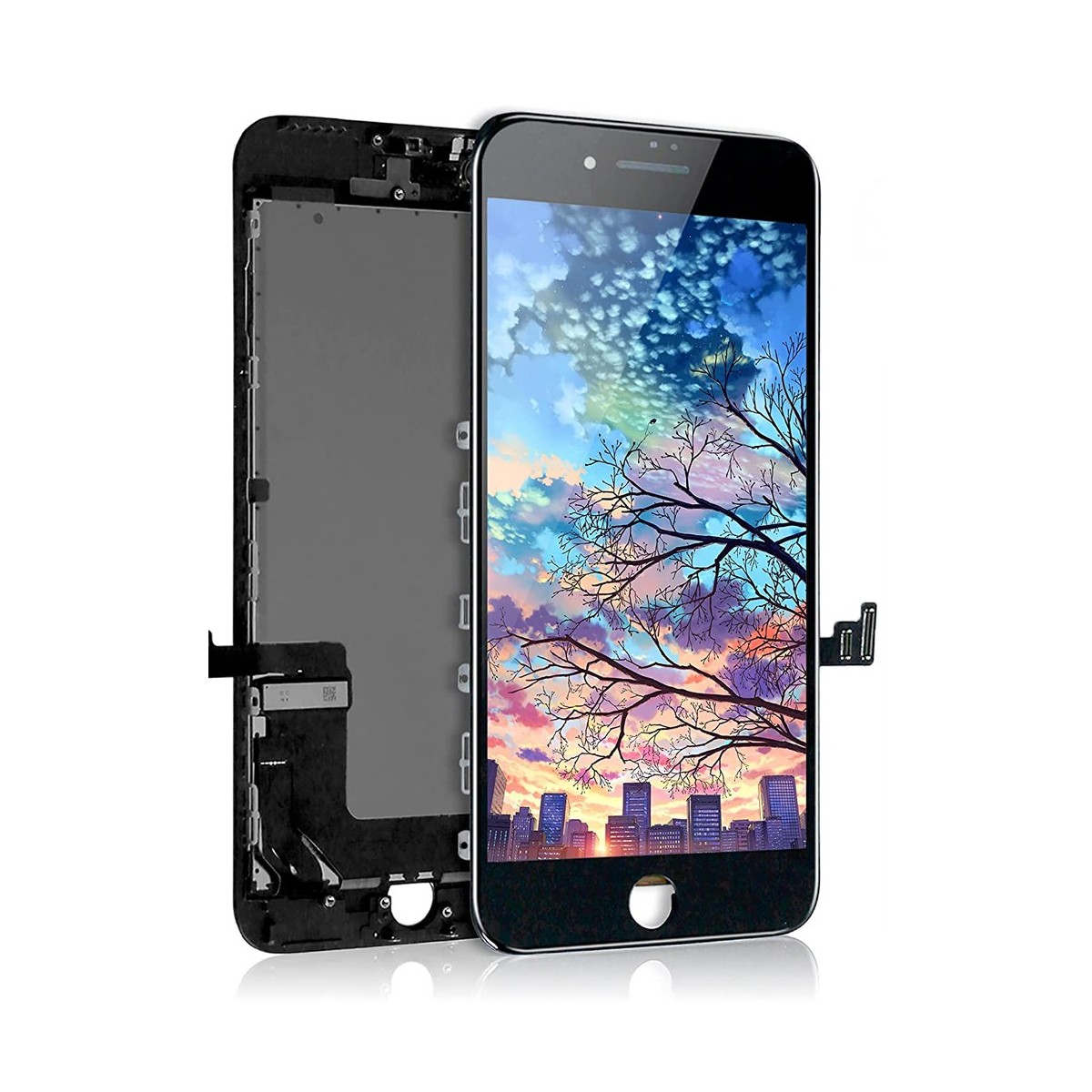 ECRAN LCD POUR IPHONE 7 PLUS NOIR + VITRE TACTILE SUR CHASSIS SANS OUTILS