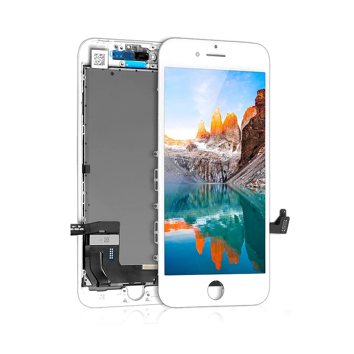 ECRAN LCD POUR IPHONE 8 BLANC + VITRE TACTILE SUR CHASSIS SANS OUTILS