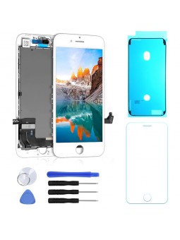 ECRAN LCD POUR IPHONE 8 BLANC + VITRE TACTILE SUR CHASSIS + KIT OUTILS + JOINT + VERRE