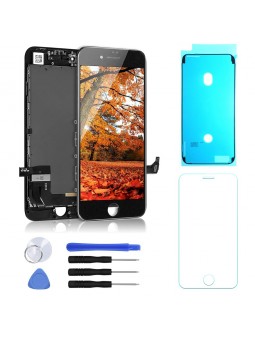 ECRAN LCD POUR IPHONE 8 NOIR + VITRE TACTILE SUR CHASSIS + OUTILS + 1 VERRE TREMPÉ + JOINT