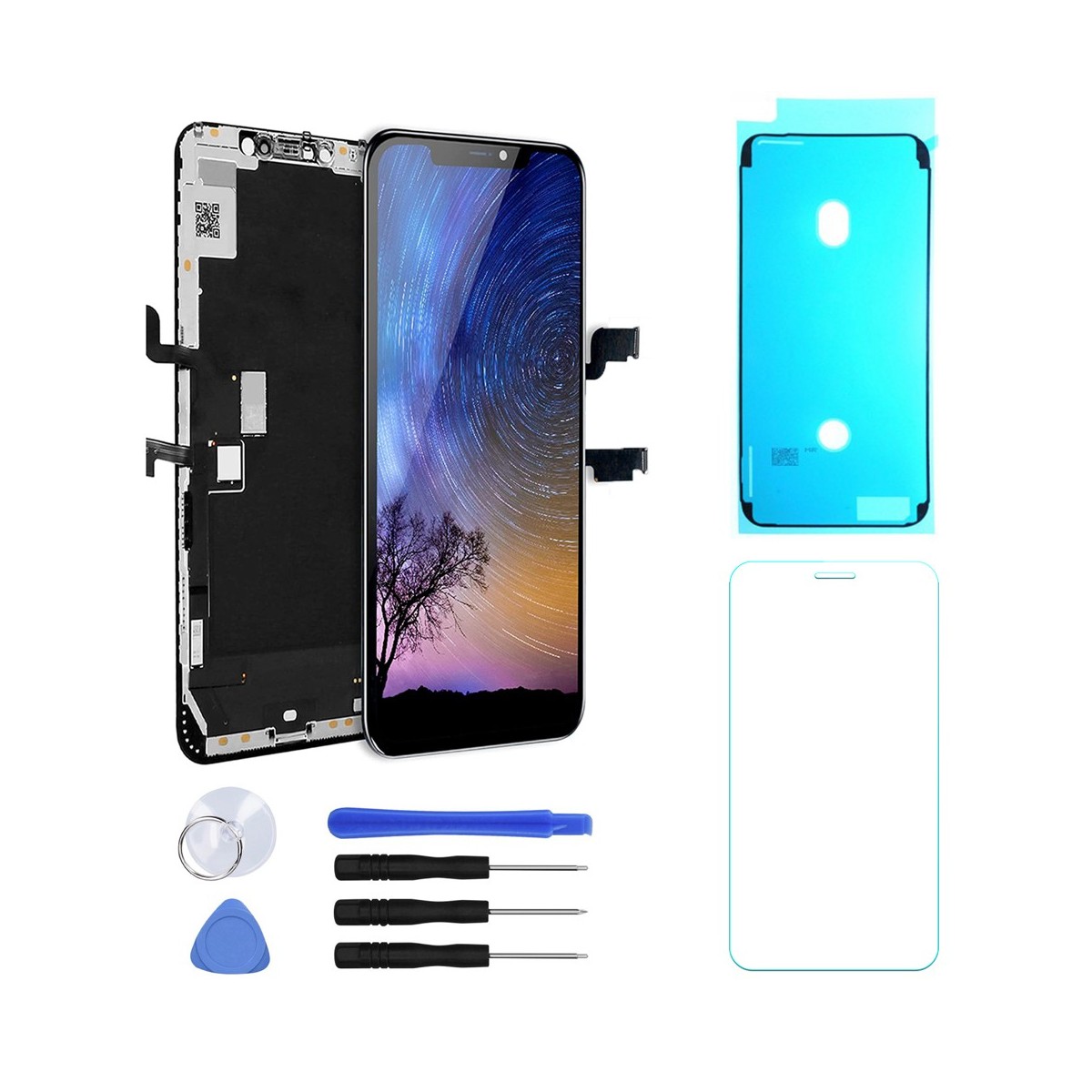 ECRAN TFT INCELL LCD VITRE TACTILE SUR CHASSIS POUR IPHONE XS MAX NOIR + OUTILS + VERRE +JOINT