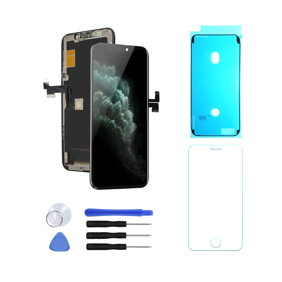 ECRAN LCD POUR IPHONE 11 PRO OLED NOIR VITRE TACTILE SUR CHASSIS + OUTILS + JOINT + VERRE