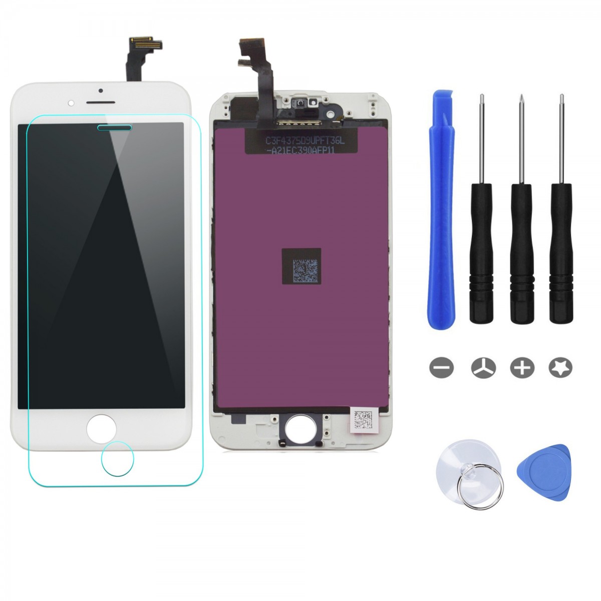 ECRAN LCD POUR IPHONE 6S BLANC RETINA + VITRE TACTILE COMPLET SUR CHASSIS + OUTILS +  VERRE + JOINT