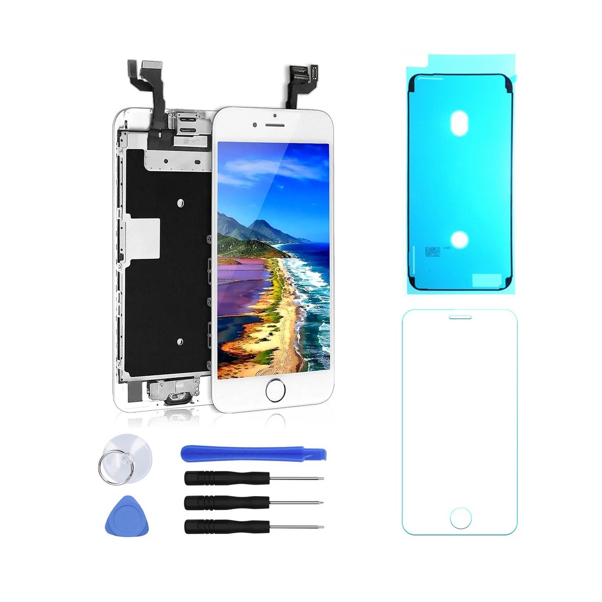 BLOC LCD POUR IPHONE 6S BLANC TOUT ASSEMBLÉ VITRE TACTILE + ECRAN LCD + 1 VERRE TREMPÉ + JOINT