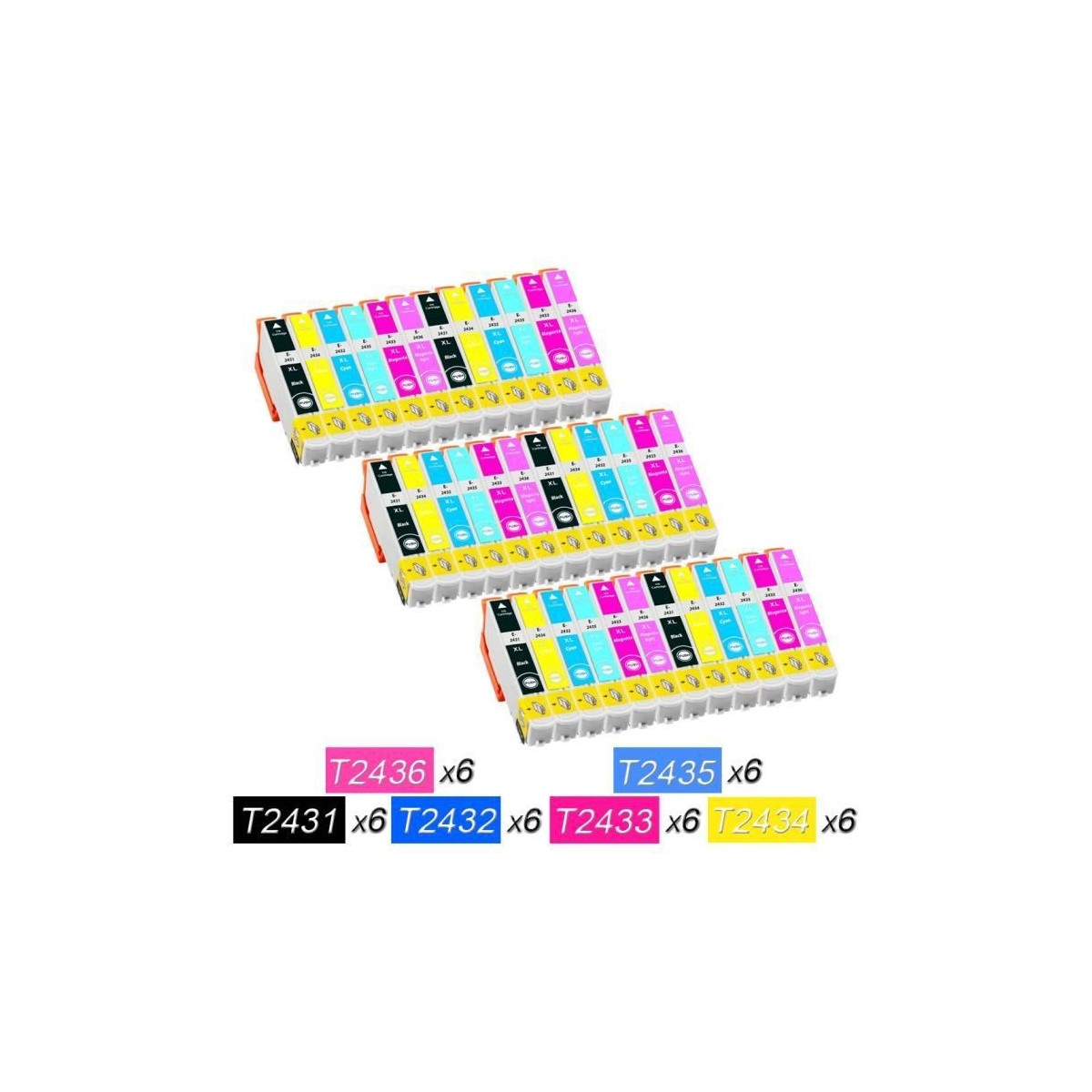 36 Cartouches compatibles avec Epson T2431-T2436
