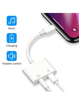 Adaptateur casque audio & Chargeur pour iPhone Blanc