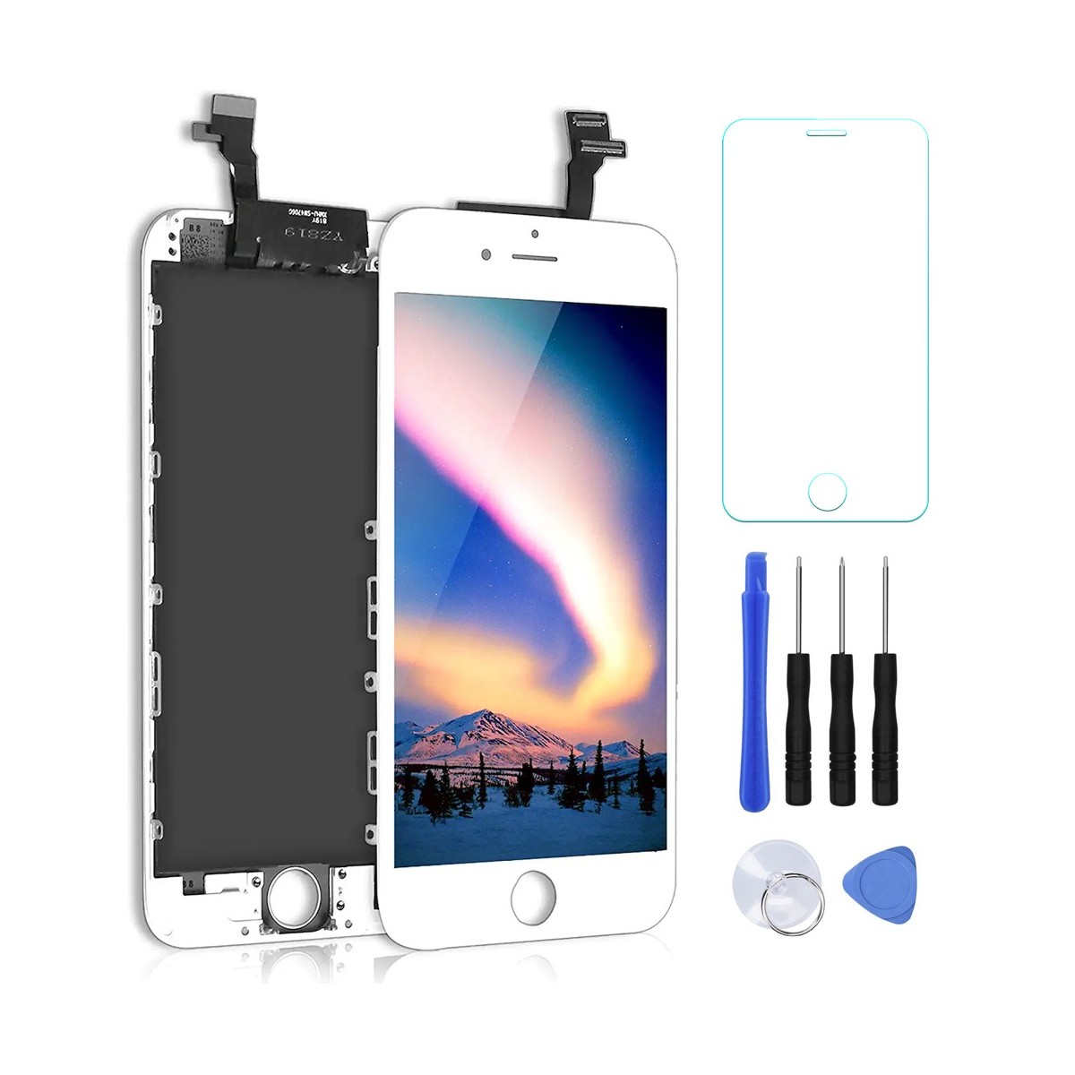 OuiSmart® ECRAN LCD POUR IPHONE 6 BLANC RETINA + VITRE TACTILE COMPLET SUR CHASSIS + OUTILS + 1 VERRE TREMPÉ