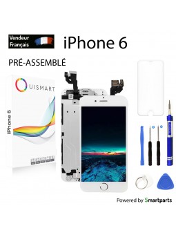 OuiSmart® BOITE BLOC COMPLET POUR IPHONE 6 BLANC TOUT ASSEMBLÉ VITRE TACTILE + ECRAN LCD + 1 VERRE TREMPE + BOITE FBC