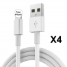 LOT DE 4 CABLES COMPATIBLES AVEC IPHONE 14 13 12 11 X XS XSMAX XR 5 S 6 7 8