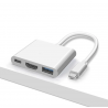 Adaptateur USB C vers HDMI 4K, Adaptateur Type C Hub vers HDMI Convertisseur avec Port USB 3.0 et Port de Charge C USB Compatible avec MacBook Pro, Google Chromebook, HP, Samsung S8/S9+ Blanc