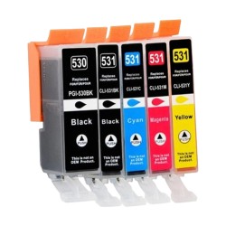 Pack de 5 Cartouches compatibles avec Canon PGI-530 CLI-531 pour PIXMA TS8750 et Pixma TS8751