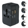 Chargeur Adaptateur de Voyage Universel, US EU UK AU avec 2 USB Ports