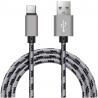 Pack de 3 Câbles chargeurs 2 mètres en nylon tressé USB TYPE C pour Samsung Galaxy S8 ET S8 PLUS NOIR BLANC GRIS