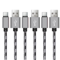 Pack de 3 Câbles chargeurs 1m en nylon tressé USB Type C argent pou...