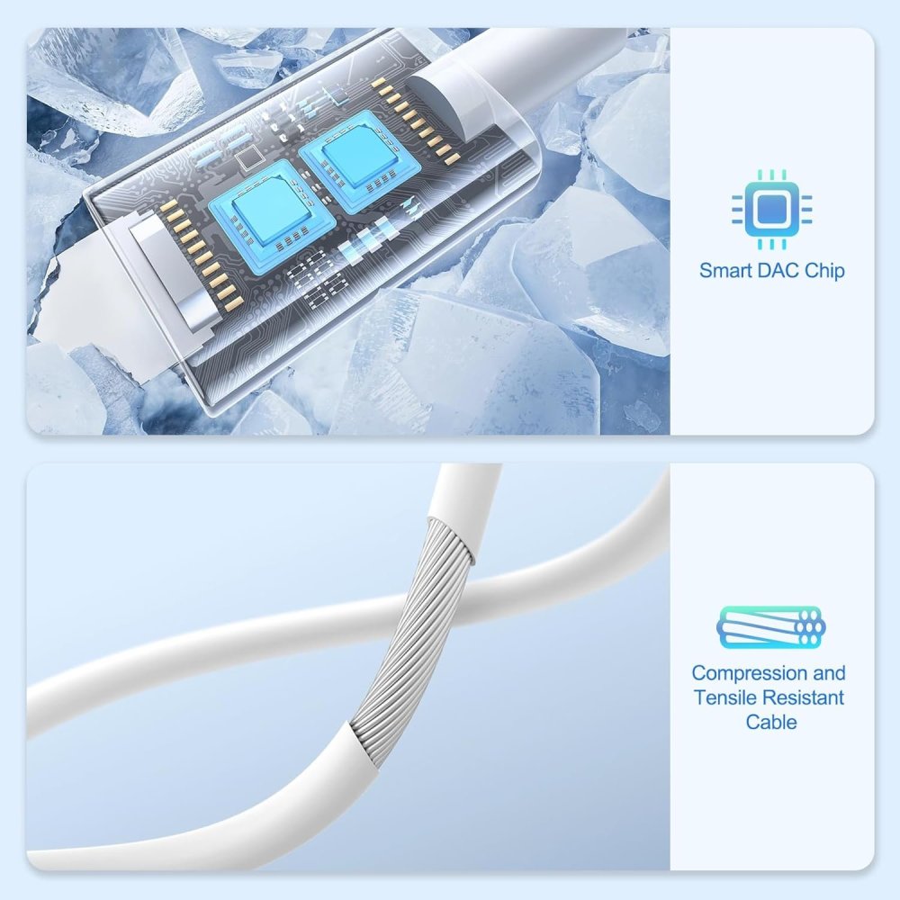 Adaptateur Jack 3.5mm casque audio & Chargeur pour iPhone Blanc ave...