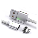 Câble Pour iPhone Magnétique Argent Nylon Tressé pour iPhone avec S...