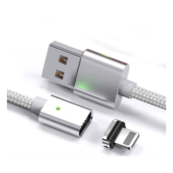 Câble Pour iPhone Magnétique Argent Nylon Tressé pour iPhone avec S...