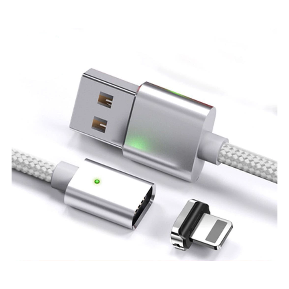 Câble Pour iPhone Magnétique Argent Nylon Tressé pour iPhone avec S...