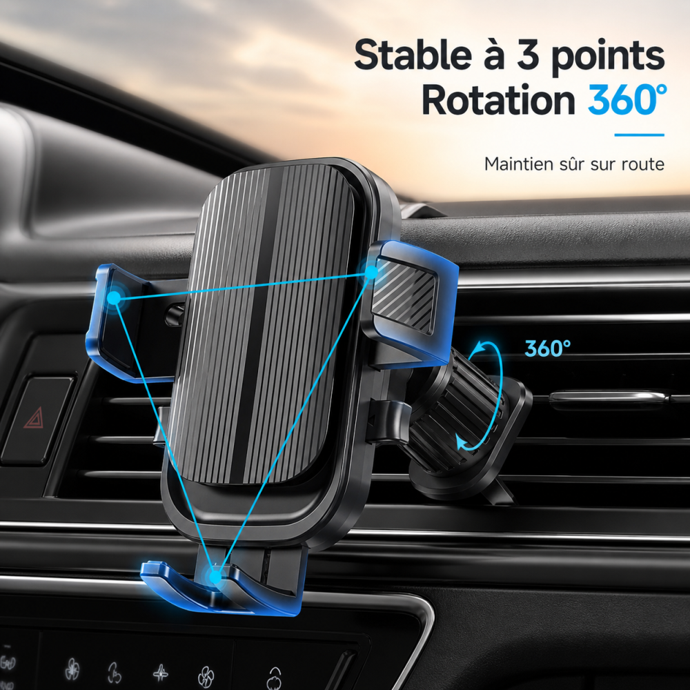 Support Telephone Voiture Grille D'aération 360° Rotation