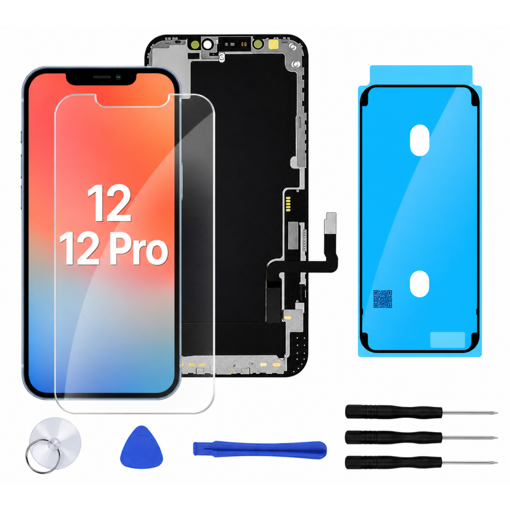 Pack LCD iPhone 12 — Écran + Outils + Adhésifs + Verre trempé