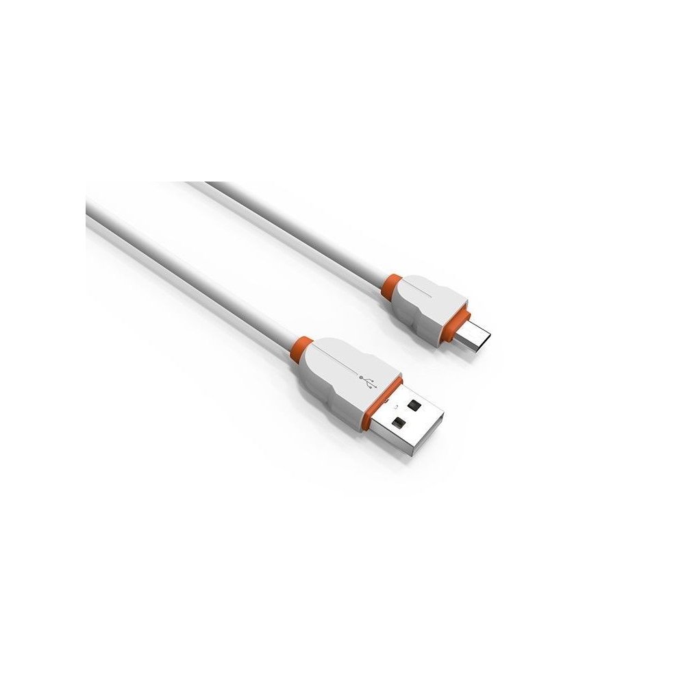 Câble Rond Micro-USB LDNIO LS02S Blanc-Orange 2m
