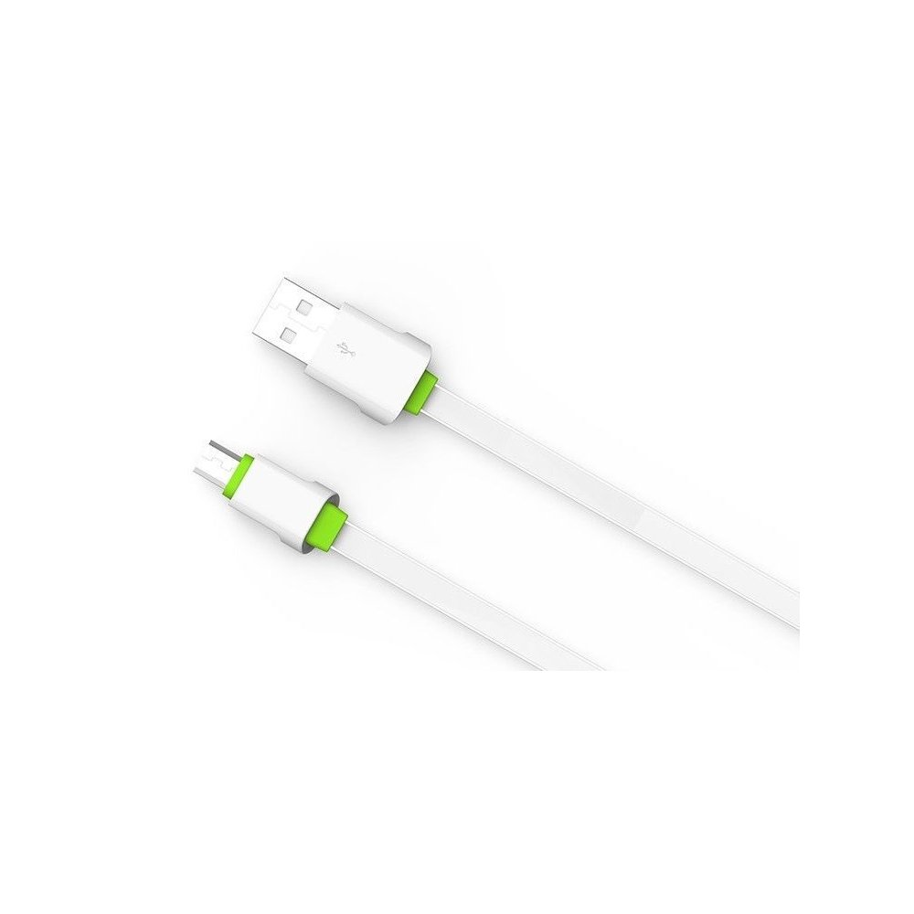 Câble Slim Micro-USB LDNIO LS01S Blanc-Vert 2m