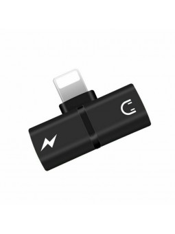 Adaptateur Double Splitter Double Charge Audio compatible iPhone X 8 8+ 7+ Noir