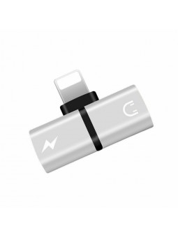 Adaptateur Double Splitter Double Charge Audio compatible iPhone X 8 8+ 7+ Gris