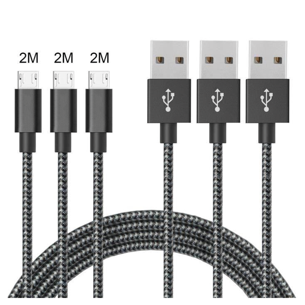 3 Câbles Micro USB 2M,Micro Câble Chargeur USB Compatible Samsung Galaxy S7 Edge S6 S5 S4 S3, Note 5,WIKO,ASUS,HUAWEI,HTC,LG