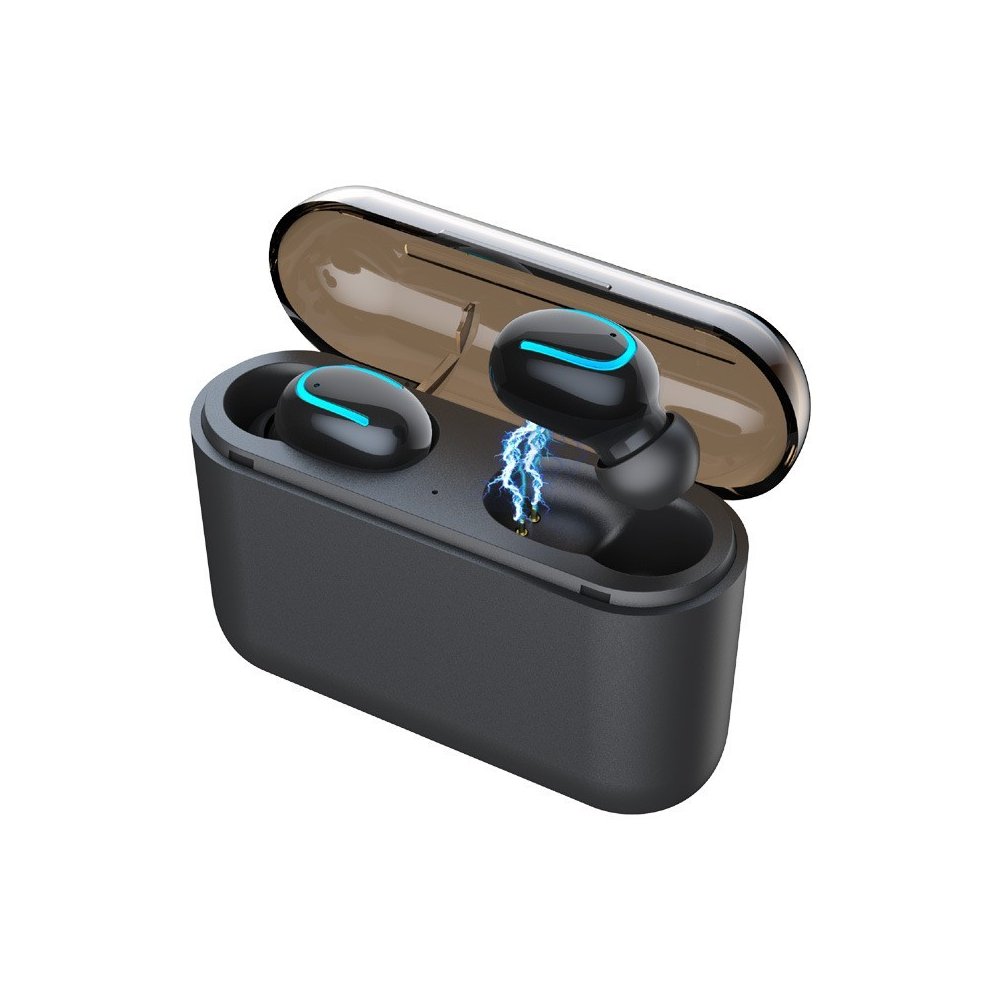 Écouteurs-boutons Noir stéréo sans fil pour écouteurs mobiles Bluetooth V5.0 avec MIC
