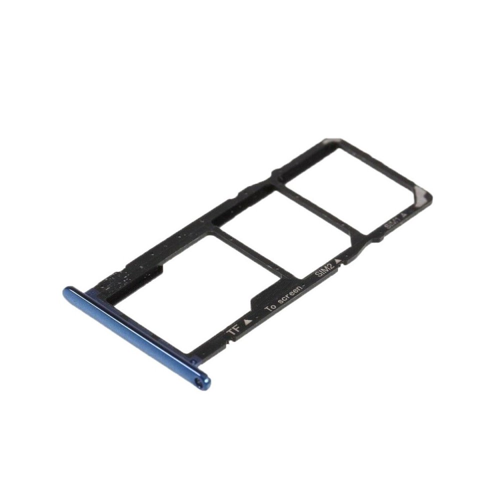 TIROIR SUPPORT CARTE DOUBLE SIM MICROSD DU HUAWEI Y6 2018 BLEU