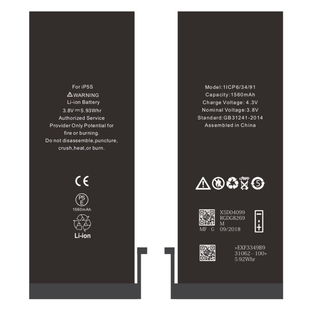 BATTERIE POUR IPHONE 5S INTERNE NEUVE DE REMPLACEMENT SANS OUTILS