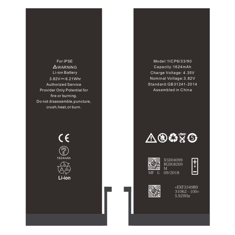 BATTERIE POUR IPHONE SE 2016 INTERNE NEUVE DE REMPLACEMENT SANS OUTILS