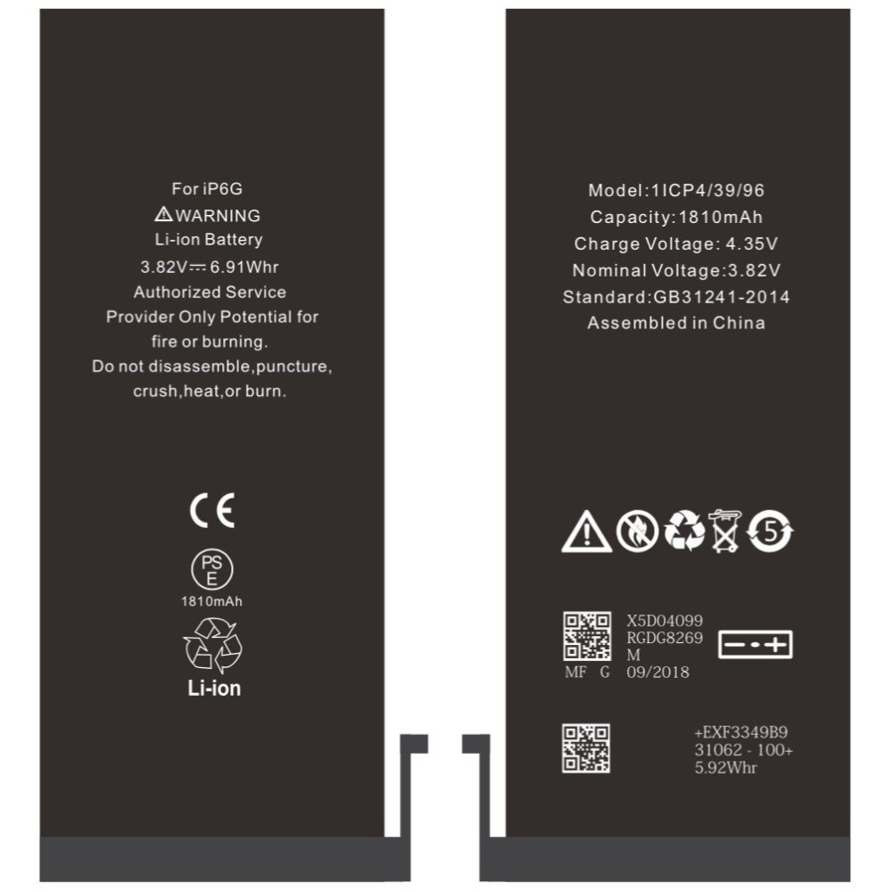 BATTERIE POUR IPHONE 6 INTERNE NEUVE DE REMPLACEMENT SANS OUTILS