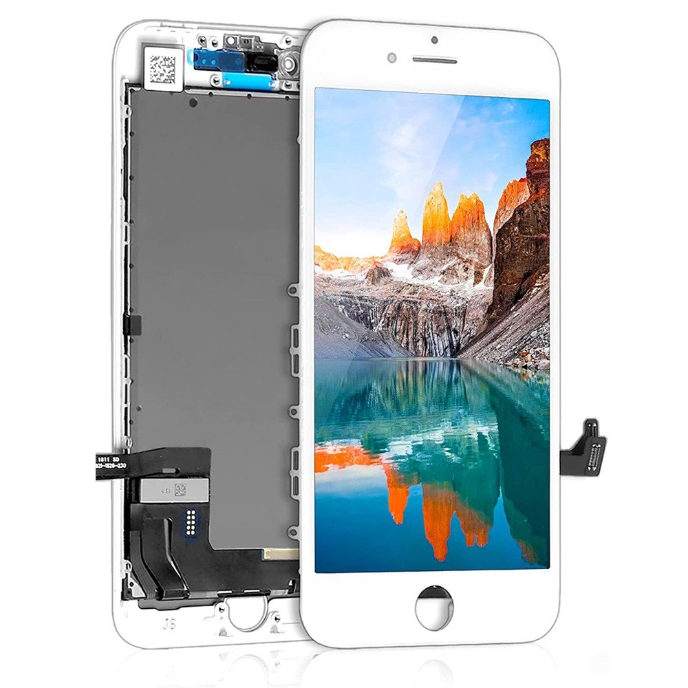 ECRAN LCD POUR IPHONE 8 BLANC + VITRE TACTILE SUR CHASSIS SANS OUTILS