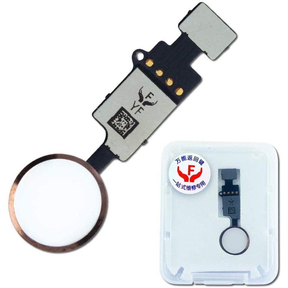 Bouton Home Fonctionnel avec Nappe Flex Compatible avec iPhone 7 Blanc-Or Home Button de Rechange