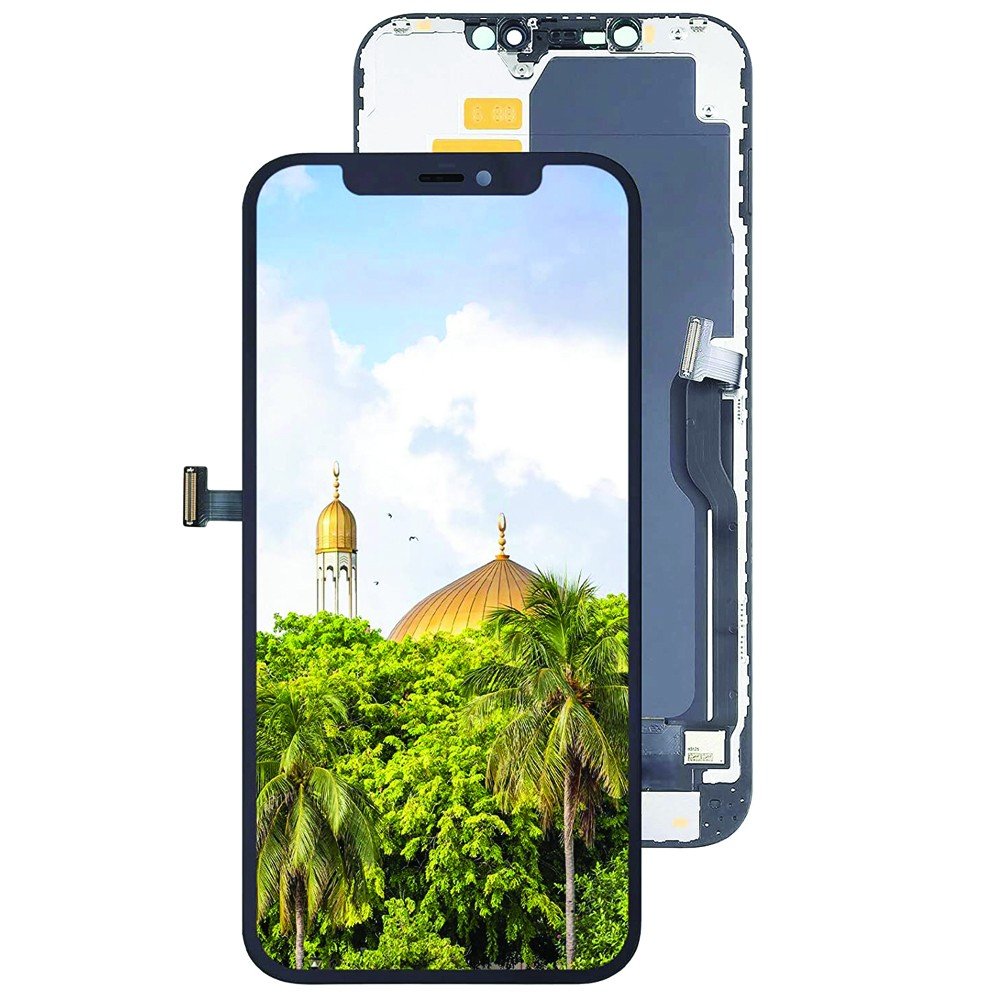 ECRAN OLED POUR IPHONE 12 PRO MAX VITRE TACTILE SUR CHASSIS NOIR SANS OUTILS