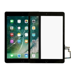 Vitre Tactile pour iPad 5 2017 9.7 Noir Pré Assemblée sans outils (A1822, A1823)