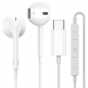 Ecouteurs usb type C blanc compatible iPhone 15 / 15 Plus / 15 Pro / 15 Pro Max