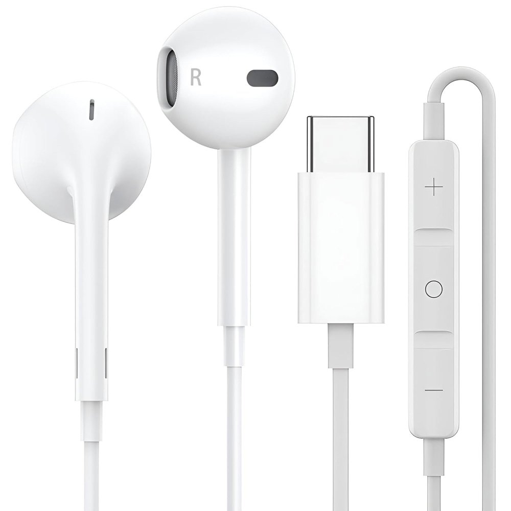 Ecouteurs usb type C blanc compatible iPhone 15 / 15 Plus / 15 Pro / 15 Pro Max