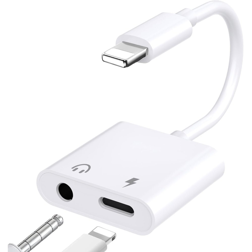 Adaptateur Jack 3.5mm casque audio & Chargeur compatible iPhone Blanc