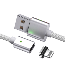 Câble compatible iPhone Magnétique Argent Nylon Tressé compatible iPhone